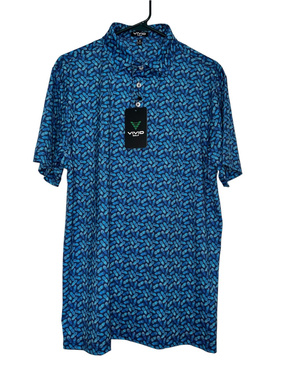 Men’s VIVID GOLF PERFORMANCE pineapple POLO NWT collared dry fit size MEDIUM